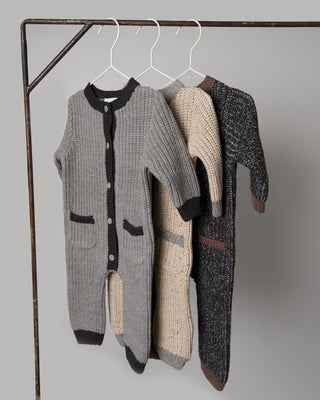 Long Sleeve Jumpsuit - Chunky comfywear 7AMEnfant Color: Oat Heather Grey Size: 0-3M