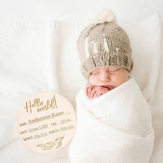 Hi. Pebble Brown Hand Knit Beanie Hat for Baby Huggalugs Size: XS (newborn)