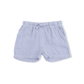 Polo Button Up with Casual Short - Micro Gingham Blue Blizzard 827M Angel Dear Size: 6-12M