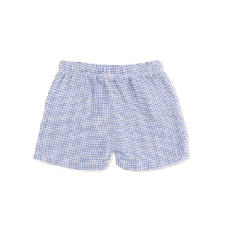 Polo Button Up with Casual Short - Micro Gingham Blue Blizzard 827M Angel Dear Size: 6-12M