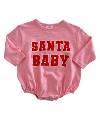 Organic Cotton Long Sleeve Bubble Romper - Santa Baby Pink SIIX Collection Size: 3-6M