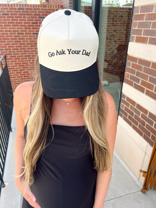 Go Ask Your Dad. Vintage Trucker Hat Hat KenzKustomz Color: Black - Classic