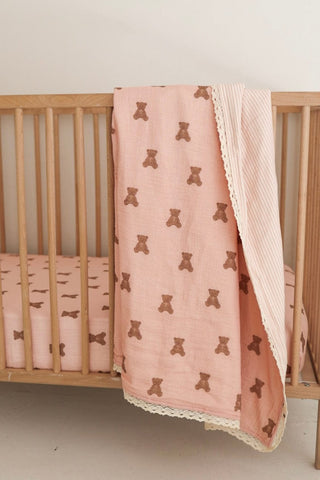 Muslin Quilt - Pink Lottie & Sadie Stripe Muslin Quilt forever french baby