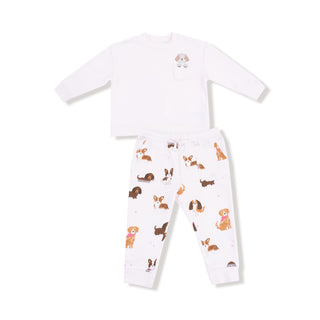 Drop Sleeve Sweatshirt and Jogger, Best Friend Dogs - Pink 881 Angel Dear Size: 6-12M