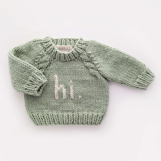 Hi. Sage Green Crew Neck Sweater Huggalugs Size: 0-6 months
