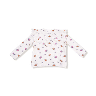 Ruffle Waffle Top and Waffle Flare Pant - Footballs and Bows 884S Angel Dear Size: 6-12M