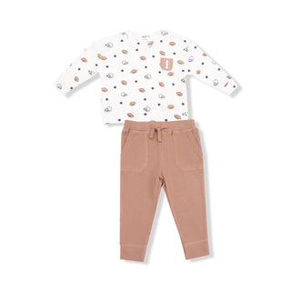 Drop Sleeve Shirt with Pocket and Jogger, Footballs and Stars 885AS Angel Dear Size: 6-12M