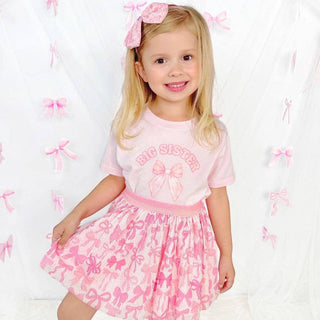 Big Sister Bow Short Sleeve T-Shirt - Kids Clothing - Family Baby & Toddler Tops Sweet Wink Size: 5/6Y