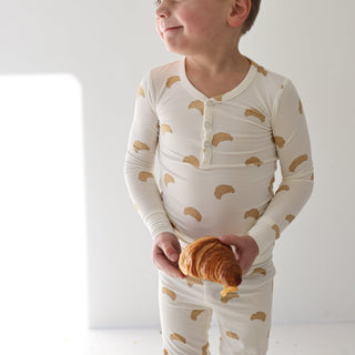 Bamboo Two Piece Pajamas - Croissants Two Piece Pajama forever french baby Size: 2/3 Years