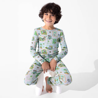 Bamboo Long Sleeve Pajama Set - Minecraft Overworld Dreams Bellabu Bear Size: 4T