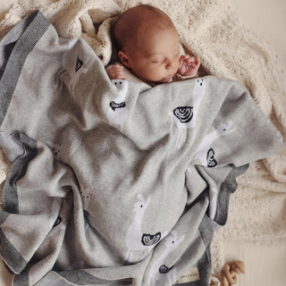 100% Cotton Knit Swaddle Baby Blanket Baby Blanket Bleu La La Color: Sheep - Khaki