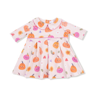 Box Pleat Dress with Legging Set, Autumn Pumpkins - Pink 930 Angel Dear Size: 3-6M