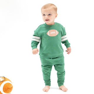Cozy Drop Sleeve Sweatshirt with Varsity Stripes - Green 940A Angel Dear Size: 6-12M