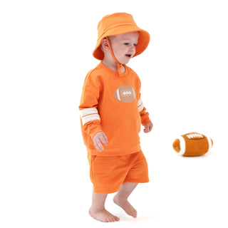 Cozy Drop Sleeve Sweatshirt with Varsity Stripes - Orange 940A Angel Dear Size: 6-12M