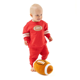 Cozy Drop Sleeve Sweatshirt with Varsity Stripes - Red 940A Angel Dear Size: 6-12M