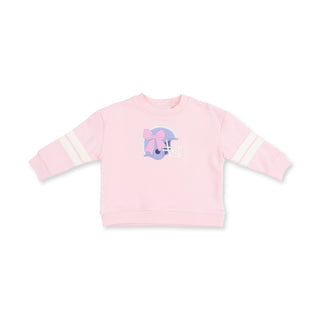 Drop Sleeve Sweatshirt With Varsity Stripes - Football Helmets Pink Angel Dear