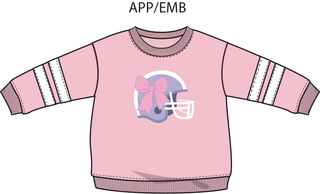 Football Helmets Pink - Drop Sleeve Sweatshirt with Varsity Stripes