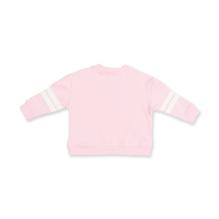 Drop Sleeve Sweatshirt With Varsity Stripes - Football Helmets Pink Angel Dear
