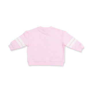 Football Helmets Pink - Drop Sleeve Sweatshirt with Varsity Stripes