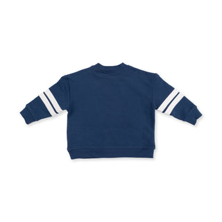 Football Helmets - Drop Sleeve Sweatshirt with Varsity Stripes Blue Helmet
