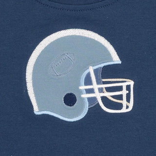 Drop Sleeve Sweatshirt With Varsity Stripes Blue Helmet - Football Helmets Angel Dear