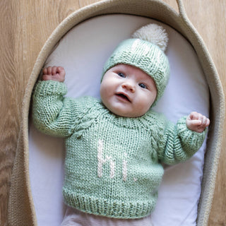 Hi. Sage Green Crew Neck Sweater Huggalugs Size: 0-6 months