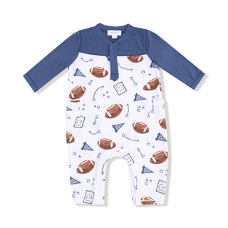 Romper with Contrast Sleeves, Touchdown Time - Navy 969 Angel Dear Size: 0-3M