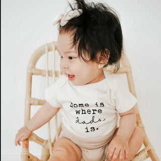 Organic Cotton Short Sleeve Bodysuit - Home is Where Dada Is Short Sleeve Onesie Tenth & Pine Color: Black Size: 0-3M