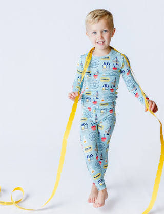 Bamboo Long Sleeve Pajama Set - Stormy Sea Fall FairKicKee PantsSize: 2T