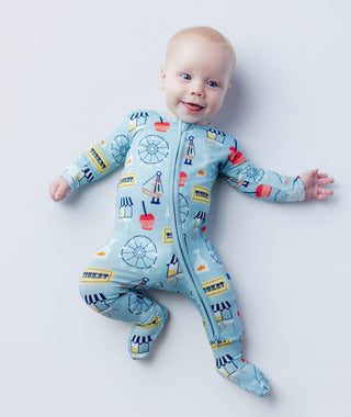 Bamboo Footie with 2-Way Zipper - Stormy Sea Fall Fair KicKee Pants Size: Newborn