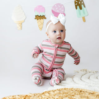 Bamboo Footie with 2-Way Zipper - Neapolitan StripeKicKee PantsSize: Newborn