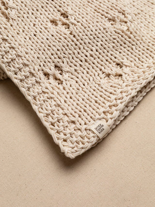 Baby Blanket Hand-Knitted Pointelle