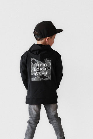 In the Lord's Army Kids Black Hoodie BRVE by Fletch Size: 18-24 months