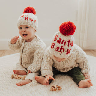 Santa Baby Hand Knit Beanie Hat for Baby Huggalugs Size: XS (newborn)