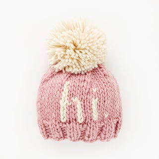 Hi. Rosy Hand Knit Beanie Hat for Baby Huggalugs Size: XS (newborn)