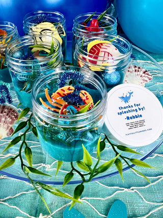 Ocean-Themed Play Dough Party Favors: Under the Sea Birthday Sensory Activity Bin Playful Little Minds Select Your Desired Quantity: 8 Select Sticker Option For Lids: Generic Birthday Label That Matches Theme