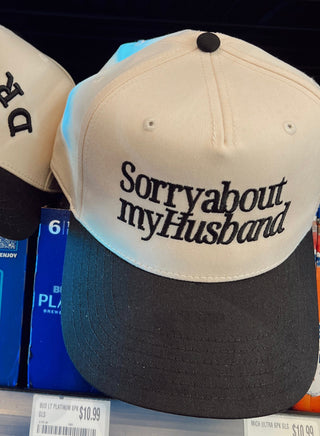 Sorry about my Husband / Wife Vintage Trucker Hat Hat KenzKustomz Style: Husband - Black Color: Black - Classic
