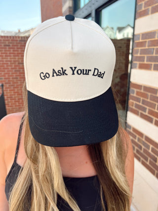 Go Ask Your Dad. Vintage Trucker Hat Hat KenzKustomz Color: Black - Classic