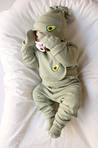 Avocado Patterned 5 Piece Newborn Set 5 pcs newborn set Honey and Hive Size: Newborn