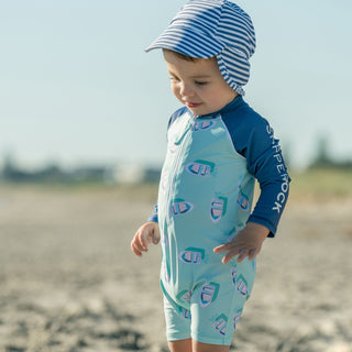 Denim Stripe Floating Flap Hat Snapper Rock Size: S (0-2y)