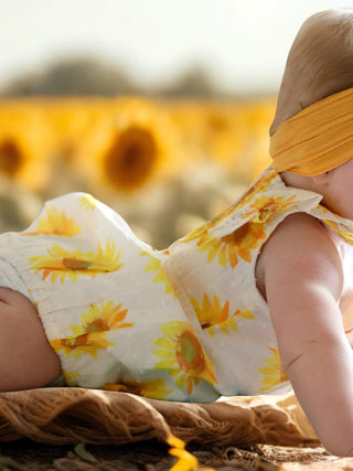 Sunflower Girls Smocked Ruffle Romper Romper Rylee Faith Designs Size: 3M