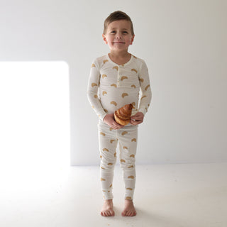 Bamboo Two Piece Pajamas - Croissants Two Piece Pajama forever french baby Size: 2/3 Years