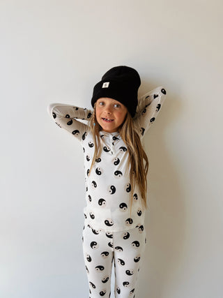 Bamboo Two Piece Pajamas - Black & White Yin Yangpajamasforever french babySize: 2/3 Years