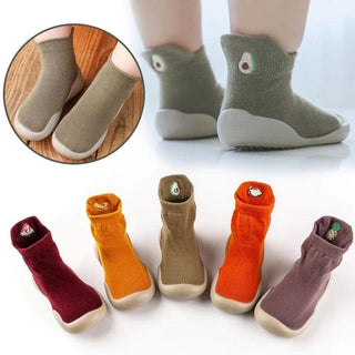 Organic Cotton Barefoot Sock Shoes – Play-Proof Comfort| Fruity Gripper Sock Shoes ozznekshoes Size: 6 - 12 Months Color: Rust