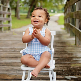 Baby Boy First Birthday Smocked Blue Birthday Bubble Boy Bubble Seven Lantern Lane Size: 12M