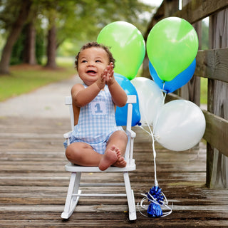 Baby Boy First Birthday Smocked Blue Birthday Bubble Boy Bubble Seven Lantern Lane Size: 12M