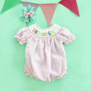 Smocked Birthday Girl Bubble Girl Bubble Seven Lantern Lane Size: 12M
