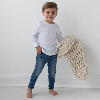 INFINITE CHUNKY KNIT BLANKET | MINKY | CUDDLE - SANDKids BlanketBIG LOViE