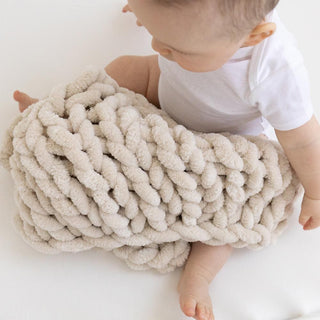 INFINITE CHUNKY KNIT BLANKET | MINKY | CUDDLE - SANDKids BlanketBIG LOViE