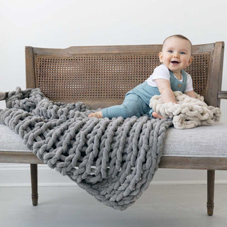 INFINITE CHUNKY KNIT BLANKET | MINKY | CUDDLE - SANDKids BlanketBIG LOViE